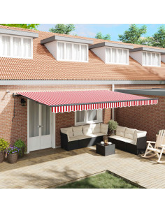 Tessuto per Tenda con Rosso e Bianco 500 × 300 cm Poliestere