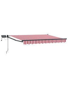 Tenda retrattile manuale con LED Rosso e Bianco 3 x 2,5 m