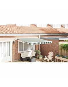 Tenda Retrattile Verde e Bianco 350 x 250 cm