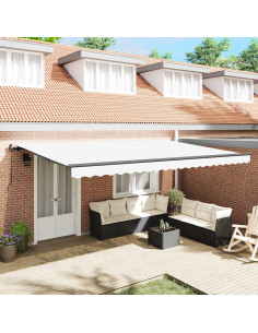 Tenda Retrattile Bianco 500 × 300 cm Poliestere e Acciaio