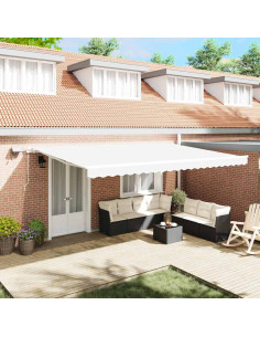 Tenda Retrattile Bianco 500 × 300 cm Tessuto e acciaio