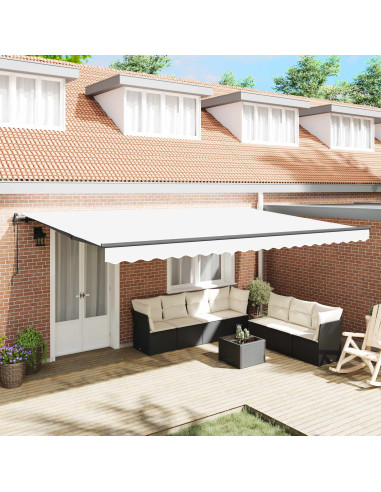 Tenda Retrattile Bianco 500 × 300 cm Tessuto e Alluminio