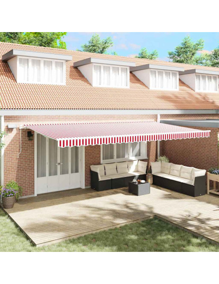 Tenda Retrattile Rosso e Bianco 600 × 350 cm Tessuto e acciaio