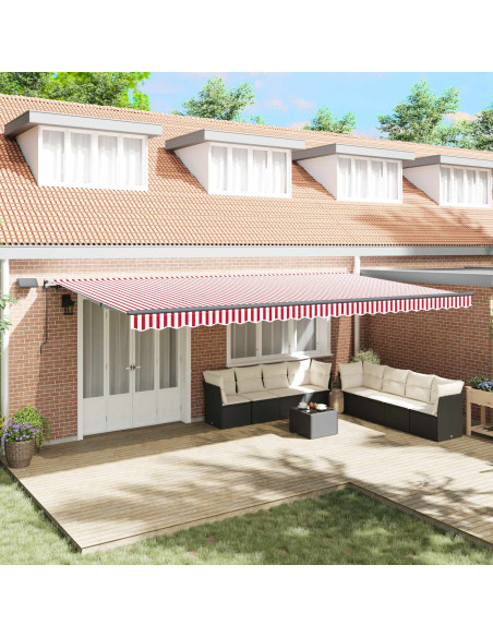 Tenda Retrattile Rosso e bianco 600 ×350 cm Tessuto