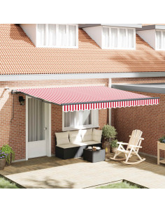 Tessuto per Tenda con Rosso e Bianco 400 × 350 cm Poliestere