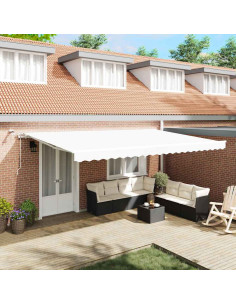 Tenda Retrattile Bianco 500 × 300 cm Poliestere e Metallo