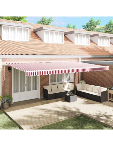 Tettuccio Elettrico Retrattile Rosso e Bianco 600 × 350 cm