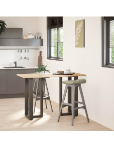 Gambe per tavolo da bar a forma di T 2 pz nere 50x35x(90-91) cm in acciaio