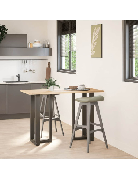 Gambe per tavolo da bar a forma di T 2 pz nere 50x35x(90-91) cm in acciaio