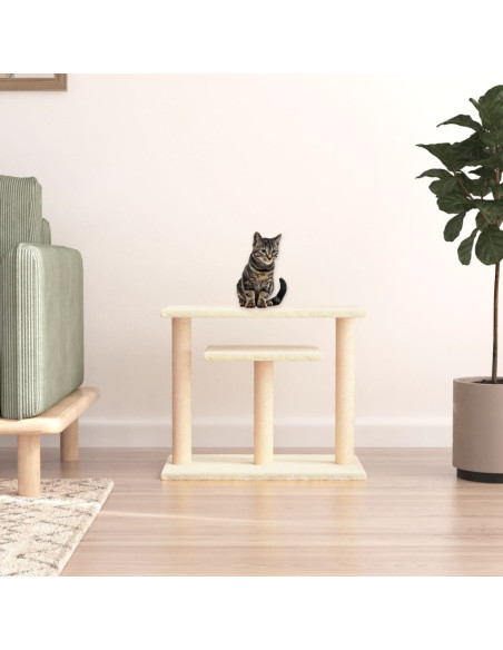 Pali Tiragraffi per Gatti con Piattaforme Crema 62,5 cm