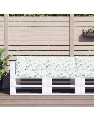 Cuscini per Pallet 3 pz Motivo a Foglie in Tessuto Oxford
