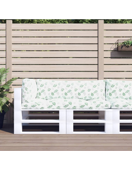 Cuscini per Pallet 3 pz Motivo a Foglie in Tessuto Oxford