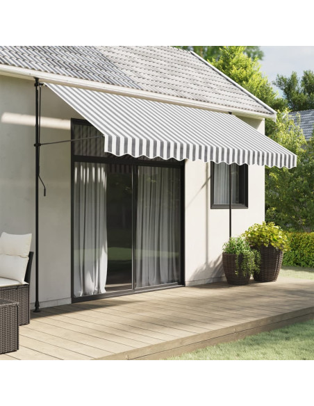 Tessuto Ricambio Mantovana Tenda Strisce Antracite Bianche 3,5m