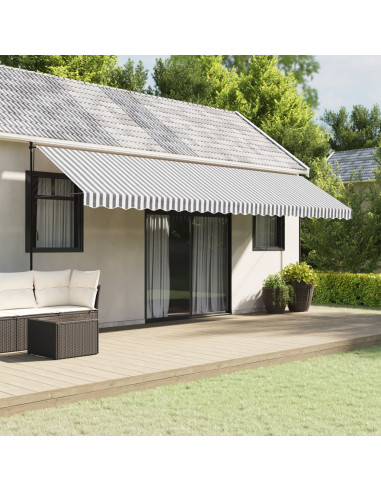 Tessuto Ricambio Mantovana Tenda Strisce Antracite e Bianche 6m