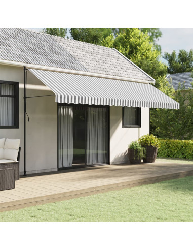 Tessuto Ricambio Mantovana Tenda Antracite e Strisce Bianche 5m