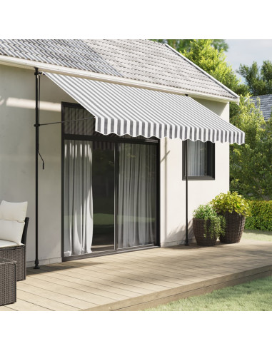 Tessuto Ricambio Mantovana Tenda Strisce Antracite e Bianche 3m