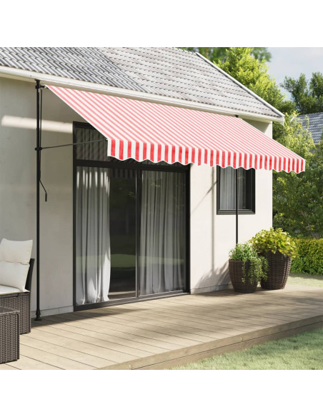 Tessuto Ricambio per Mantovana Tenda Righe Rosse Bianche 3,5 m