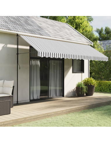 Tessuto Ricambio Mantovana Tenda Strisce Antracite Bianche 4,5m