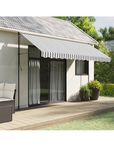 Tessuto Ricambio Mantovana Tenda Strisce Antracite e Bianche 4m