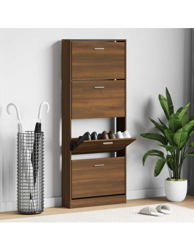 Scarpiera Rovere Marrone 59x17x150 cm in Legno Multistrato