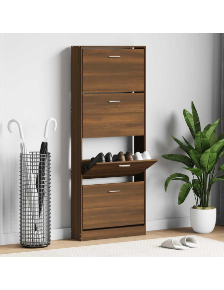 Scarpiera Rovere Marrone 59x17x150 cm in Legno Multistrato