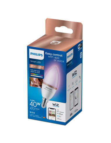 Philips LED Lampadina Smart Dimmerabile Luce Bianca o Colorata Attacco E14 40W Candela