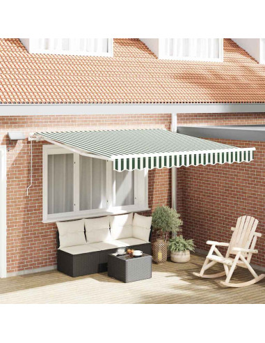 Tenda Retrattile Verde e Bianco 300 x 250 cm Tessuto e acciaio