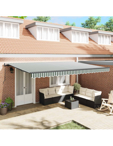 Tenda Retrattile Verde e Bianco 500 × 350 cm