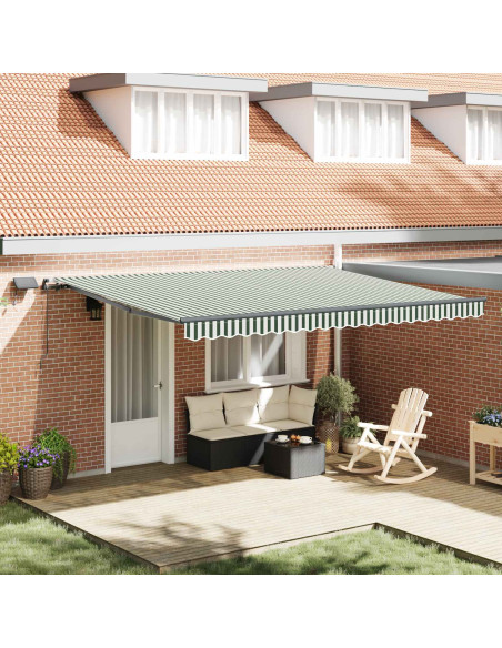 Tenda Retrattile Verde e bianco 450 ×350 cm Tessuto