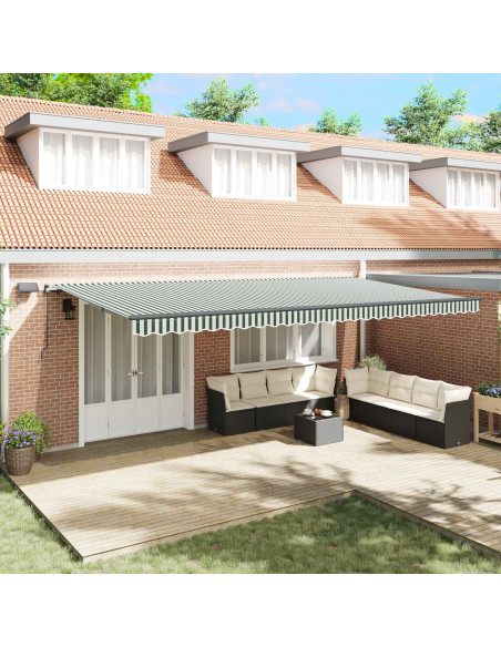 Tenda Retrattile Verde e bianco 600 ×300 cm Tessuto