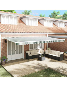 Tenda Retrattile Verde e Bianco 600 × 300 cm Tessuto