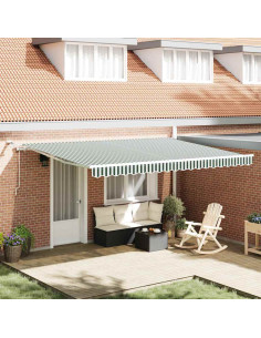 Tenda Retrattile Verde e Bianco 450 × 300 cm