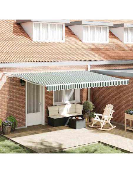 Tenda Retrattile Verde e Bianco 450 × 300 cm