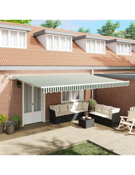 Tenda Retrattile Verde e Bianco 500 × 300 cm