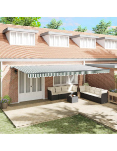 Tessuto per Tenda con Verde e Bianco 600 × 300 cm Poliestere