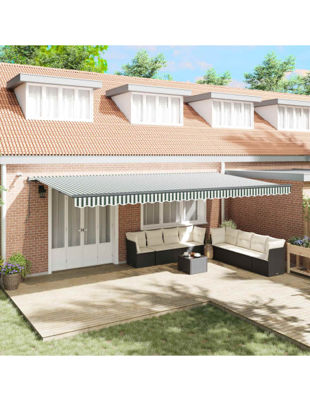 Tessuto per Tenda con Verde e Bianco 600 × 300 cm Poliestere