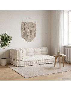 Cuscino per Divano Pallet 3 pcs Crema 120 x 80 x 34 cm Tessuto