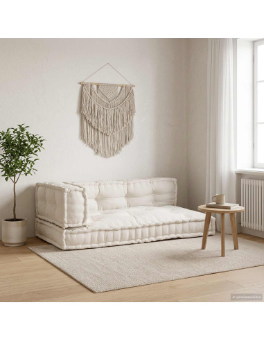 Cuscino per Divano Pallet 3 pcs Crema 120 x 80 x 34 cm Tessuto