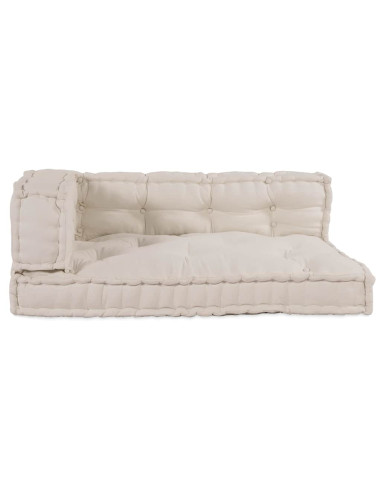 Cuscino per Divano Pallet 3 pcs Crema 120 x 80 x 34 cm Tessuto