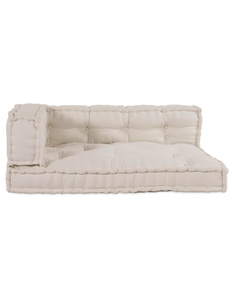 Cuscino per Divano Pallet 3 pcs Crema 120 x 80 x 34 cm Tessuto