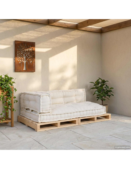 Cuscino per Divano Pallet 3 pcs Crema 120 x 80 x 34 cm Tessuto