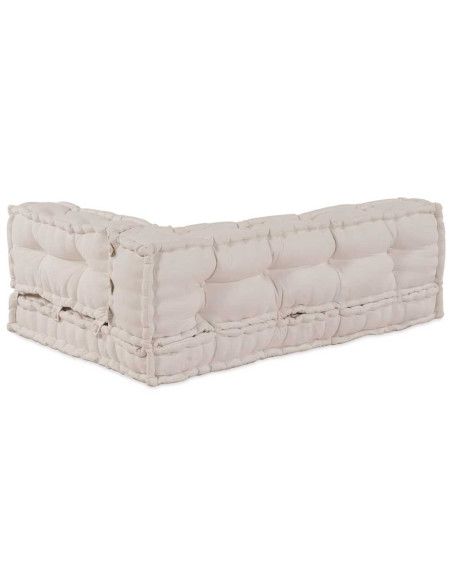 Cuscino per Divano Pallet 3 pcs Crema 120 x 80 x 34 cm Tessuto