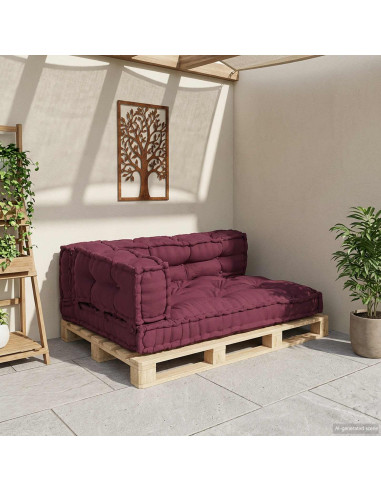 Cuscino per Divano Pallet 3 pcs Bordeaux 120 x 80 x 38 cm