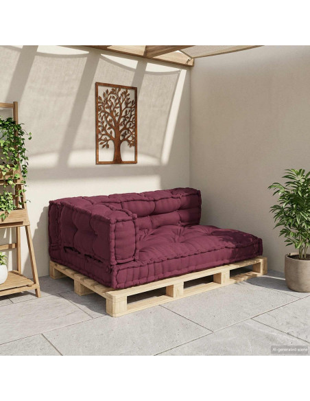 Cuscino per Divano Pallet 3 pcs Bordeaux 120 x 80 x 38 cm