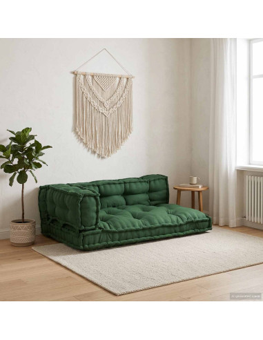 Cuscino per Divano Pallet 3 pcs Verde 120 x 80 x 38 cm Tessuto