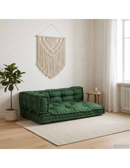 Cuscino per Divano Pallet 3 pcs Verde 120 x 80 x 38 cm Tessuto