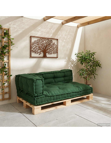 Cuscino per Divano Pallet 3 pcs Verde 120 x 80 x 38 cm Tessuto