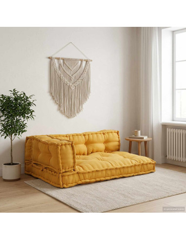 Cuscino per Divano Pallet 3 pcs Giallo 120 x 80 x 38 cm Tessuto