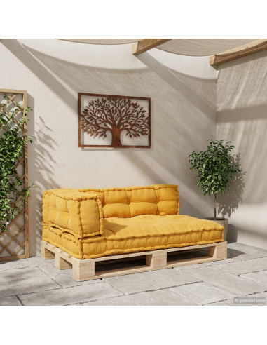 Cuscino per Divano Pallet 3 pcs Giallo 120 x 80 x 38 cm Tessuto