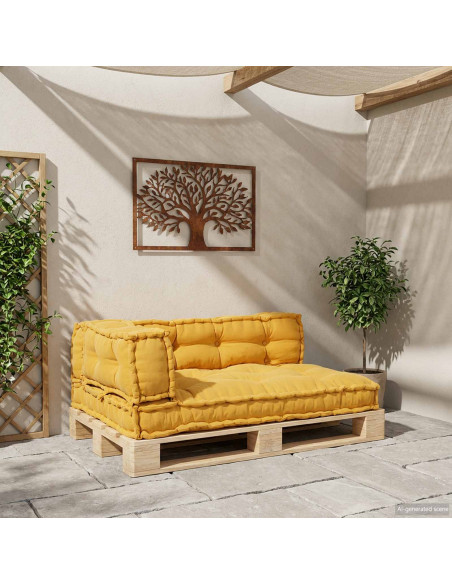 Cuscino per Divano Pallet 3 pcs Giallo 120 x 80 x 38 cm Tessuto
